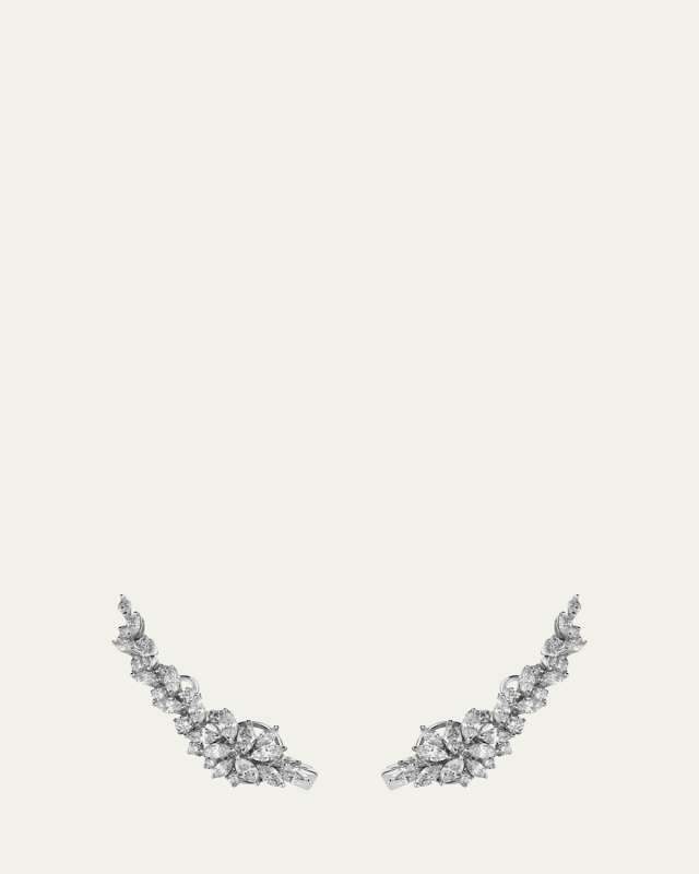 18K White Gold Diamond Ear Climber